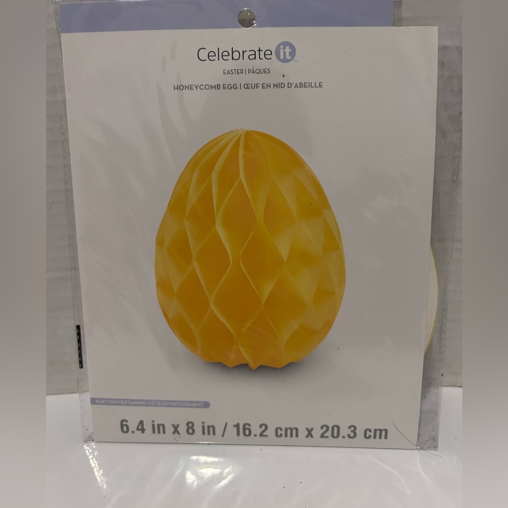 Celebrate it Easter yellow HONEYCOMB EGG 6.4 in x 8 in